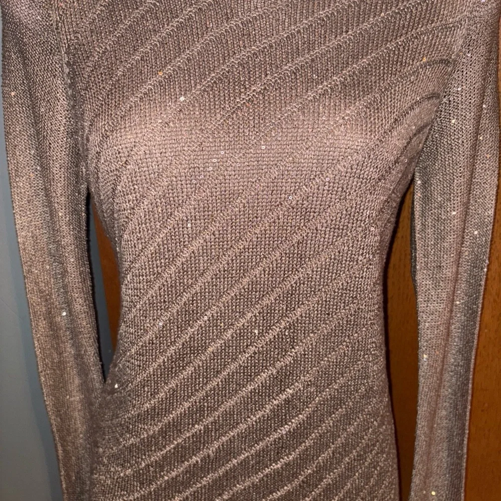 Apt 9 Sweater Gold Taupe XS Sparkly Thru out✨Long Sleeve Tunic Top Holiday Nice - Picture 2 of 13